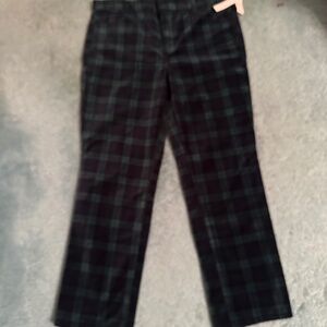 Talbots velveteen green and navy tartan plaid dlavkd